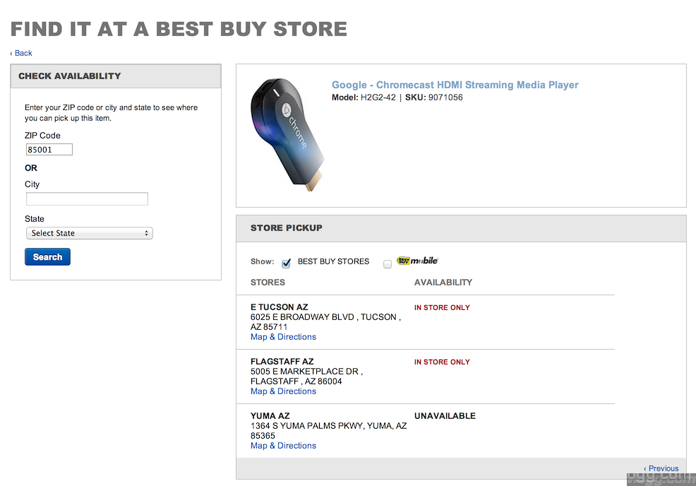 Want to Buy Chromecast? Some BestBuy Stores Show in STORE ONLY Availability!