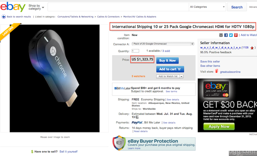 Is Chromecast So Popular? Checkout These Crazy Prices on Amazon and eBay