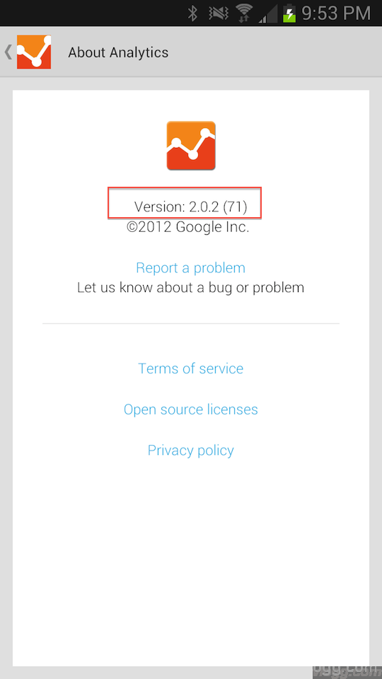 Google Analytics 2.0.2 version android app