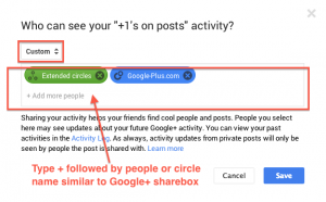 Custom option to select people/circles like sharebox