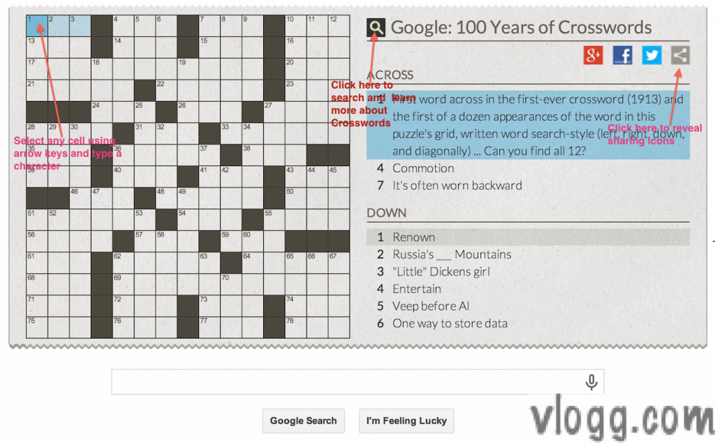 Crossword Puzzle Game Google Doodle Today Honoring 100th Year Anniversary