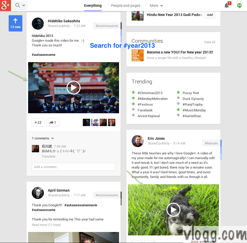 Google+ Gift: Checkout Year in Review Videos Shared by Others