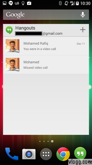 Google+ Hangouts Widgets for your Android Home Screen [images: vlogg.com]