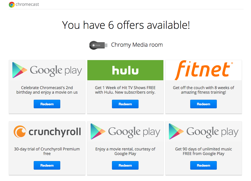 FREE Chromecast Offers