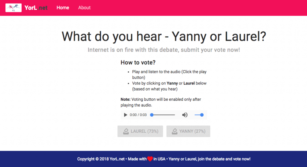Yanny or Laurel What Do you hear, Vote Internet Debate