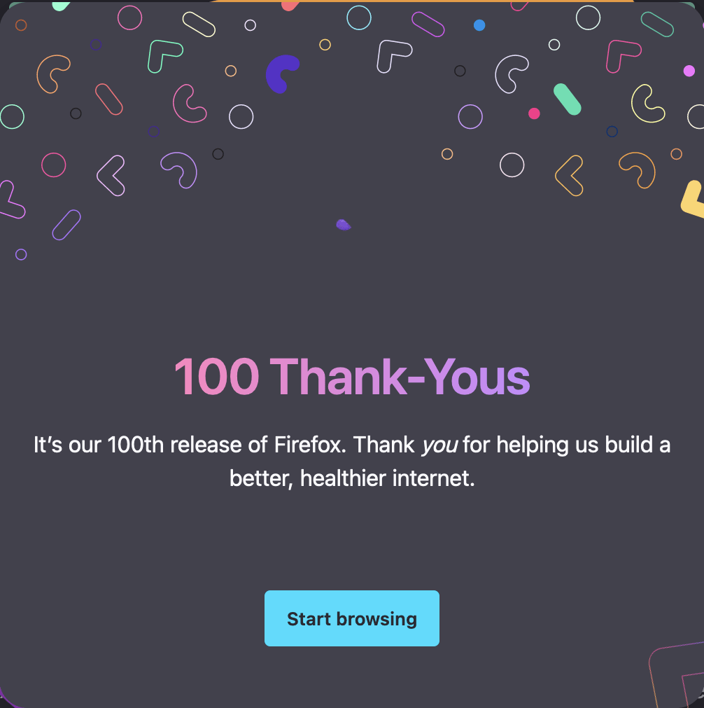 Firefox 100th release!