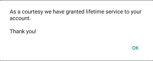 Free Lifetime Subscription Notification from Whatsapp