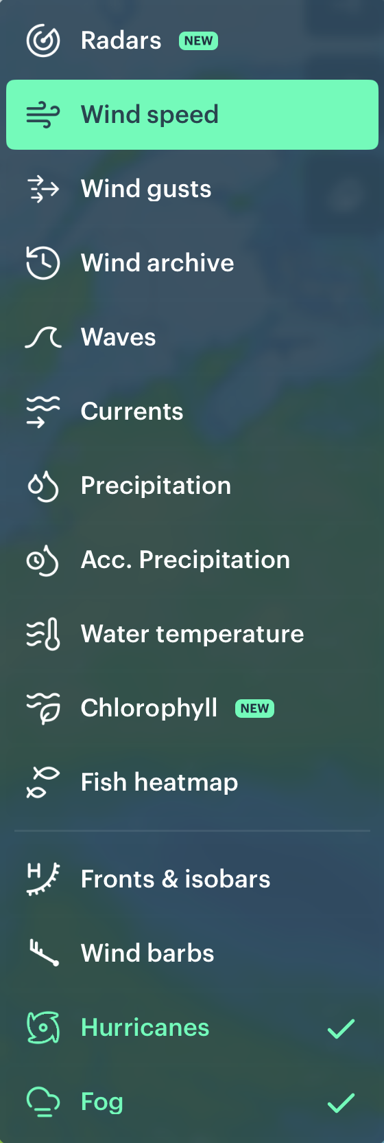 all data layers on the map