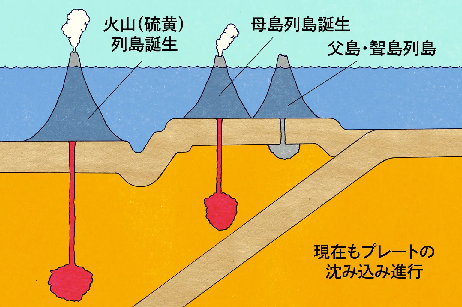 ～4400万年前　マグマ活動による母島列島、～4000万年前 火山列島の誕生