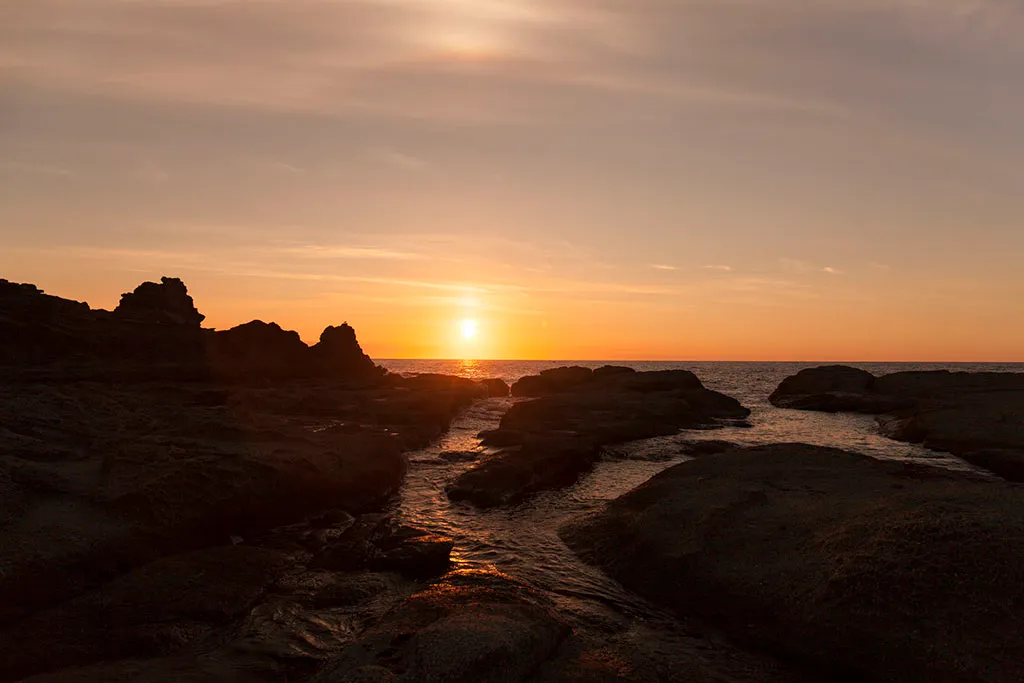 千畳敷海岸 夕日