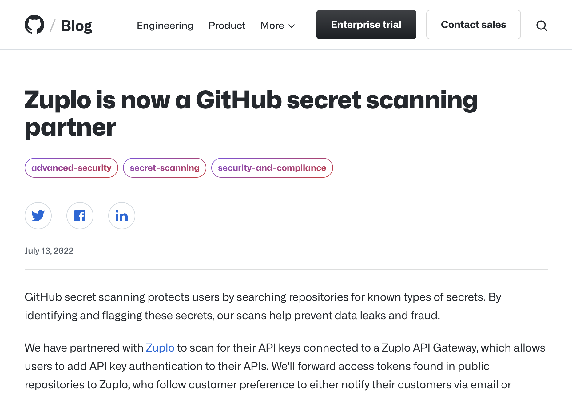 GitHub secret scanning