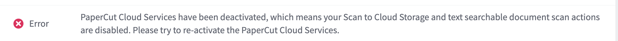 Cloud services error