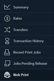 Web Print link in the user interface