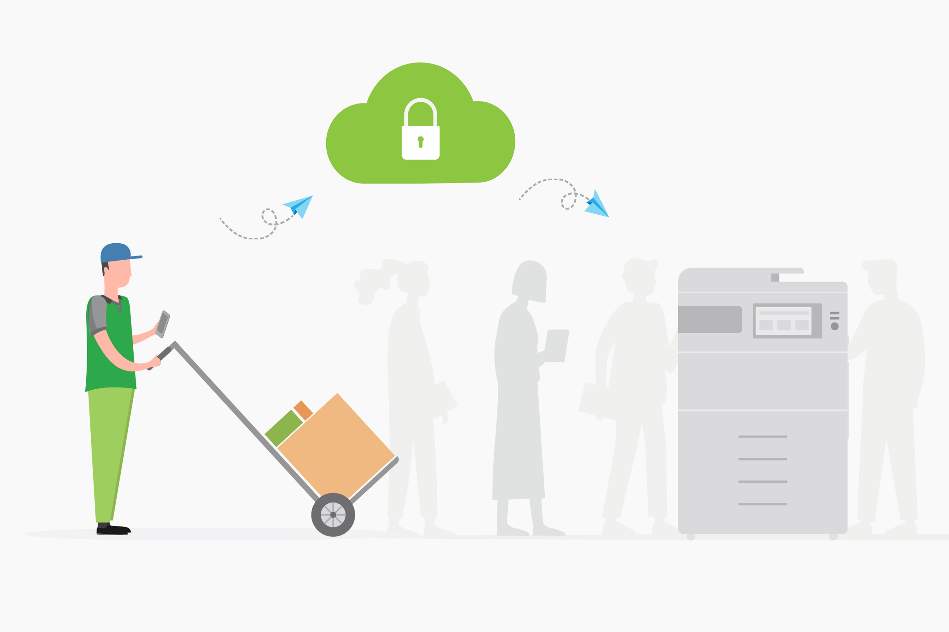 A guest print user printing via the cloud