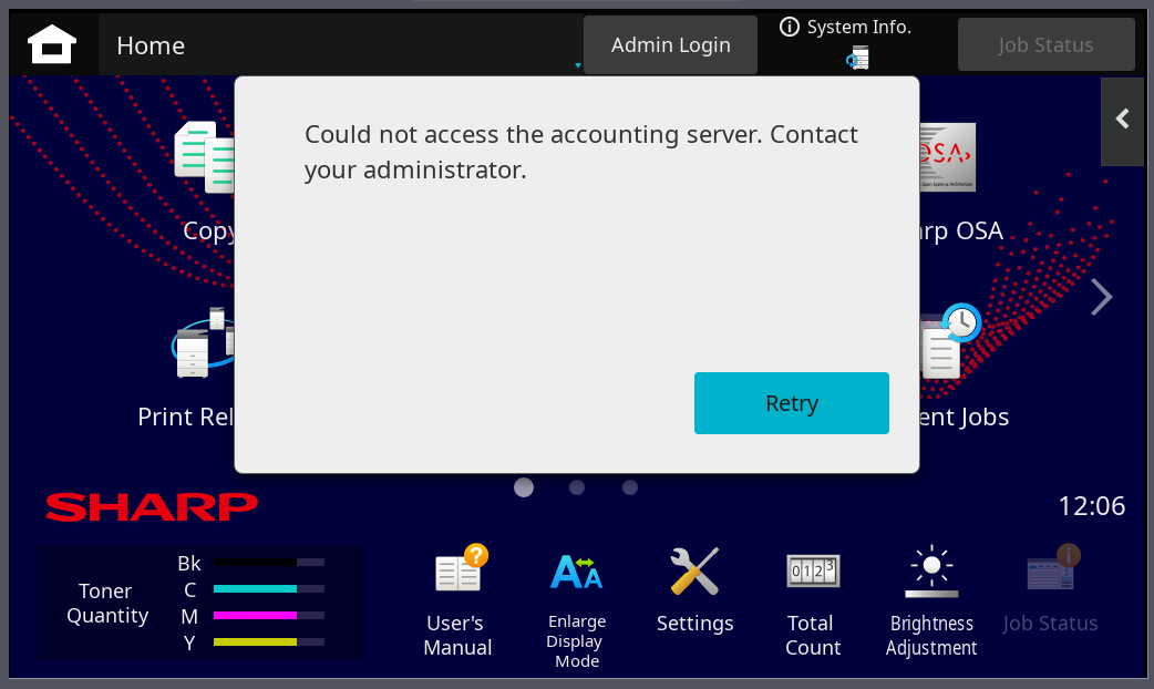 Could not access the accounting server