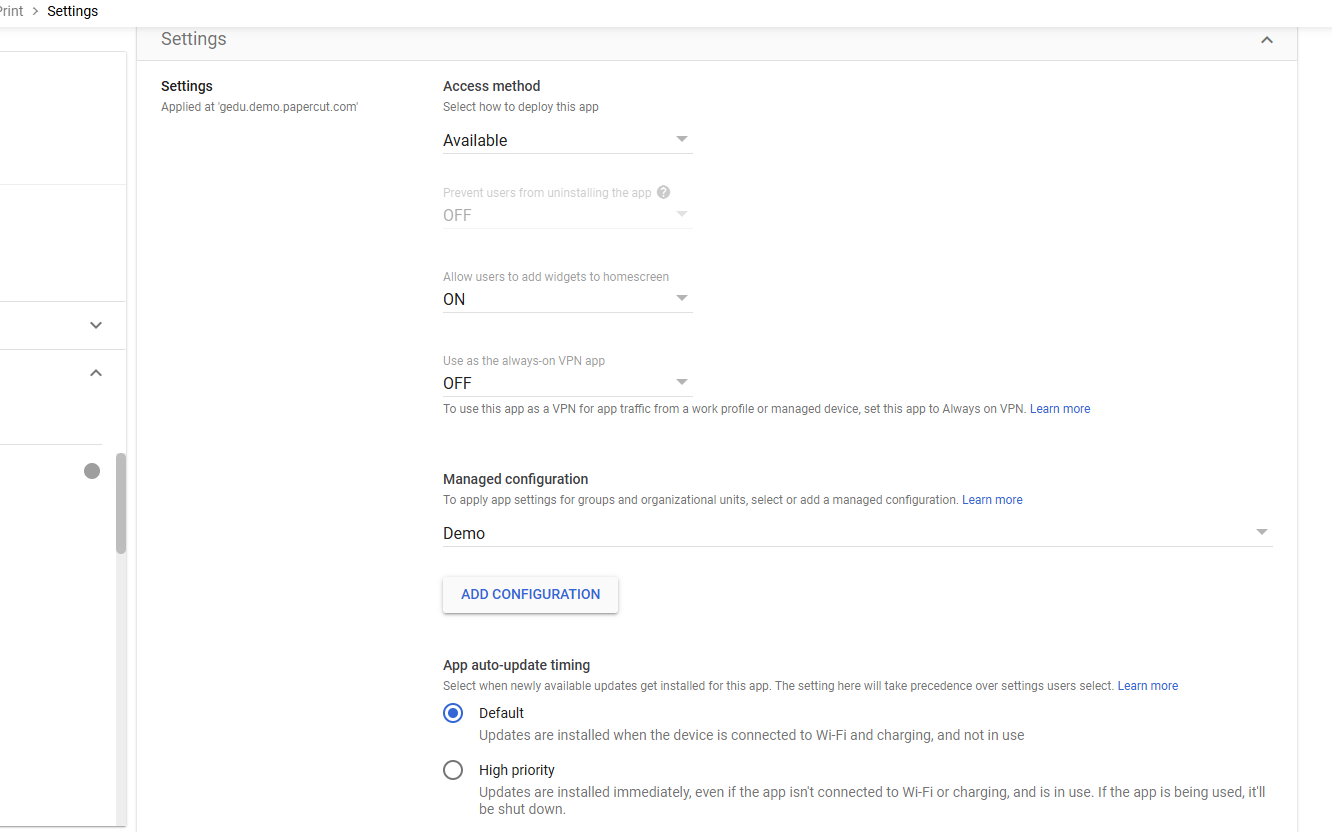 Add configuration section