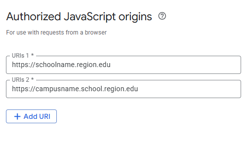 Authorized JavaScript origins