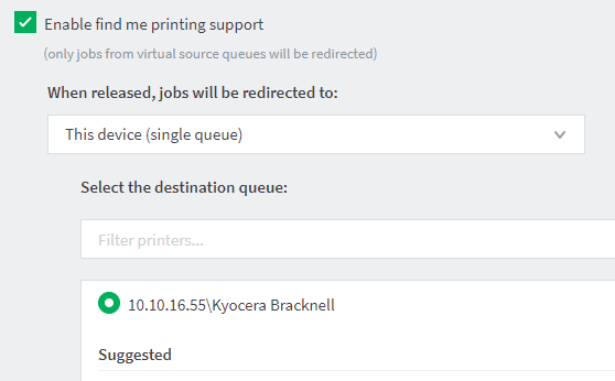 Device config output printers