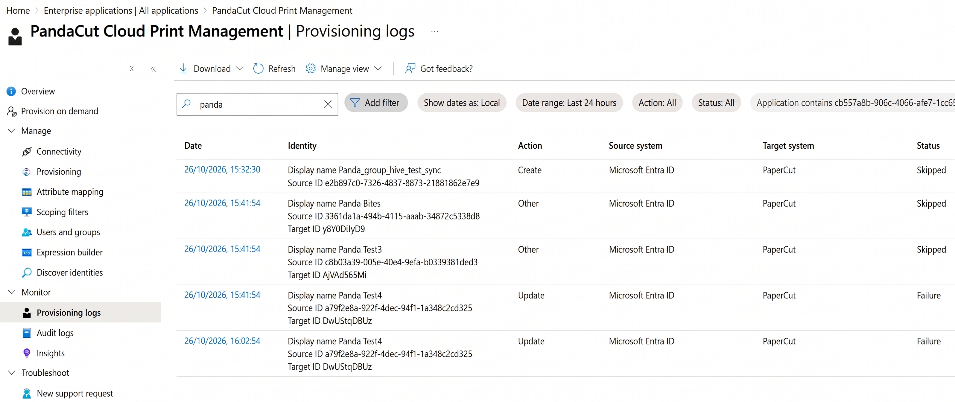 Entra ID Provisioning Logs Entra ID Provisioning Logs