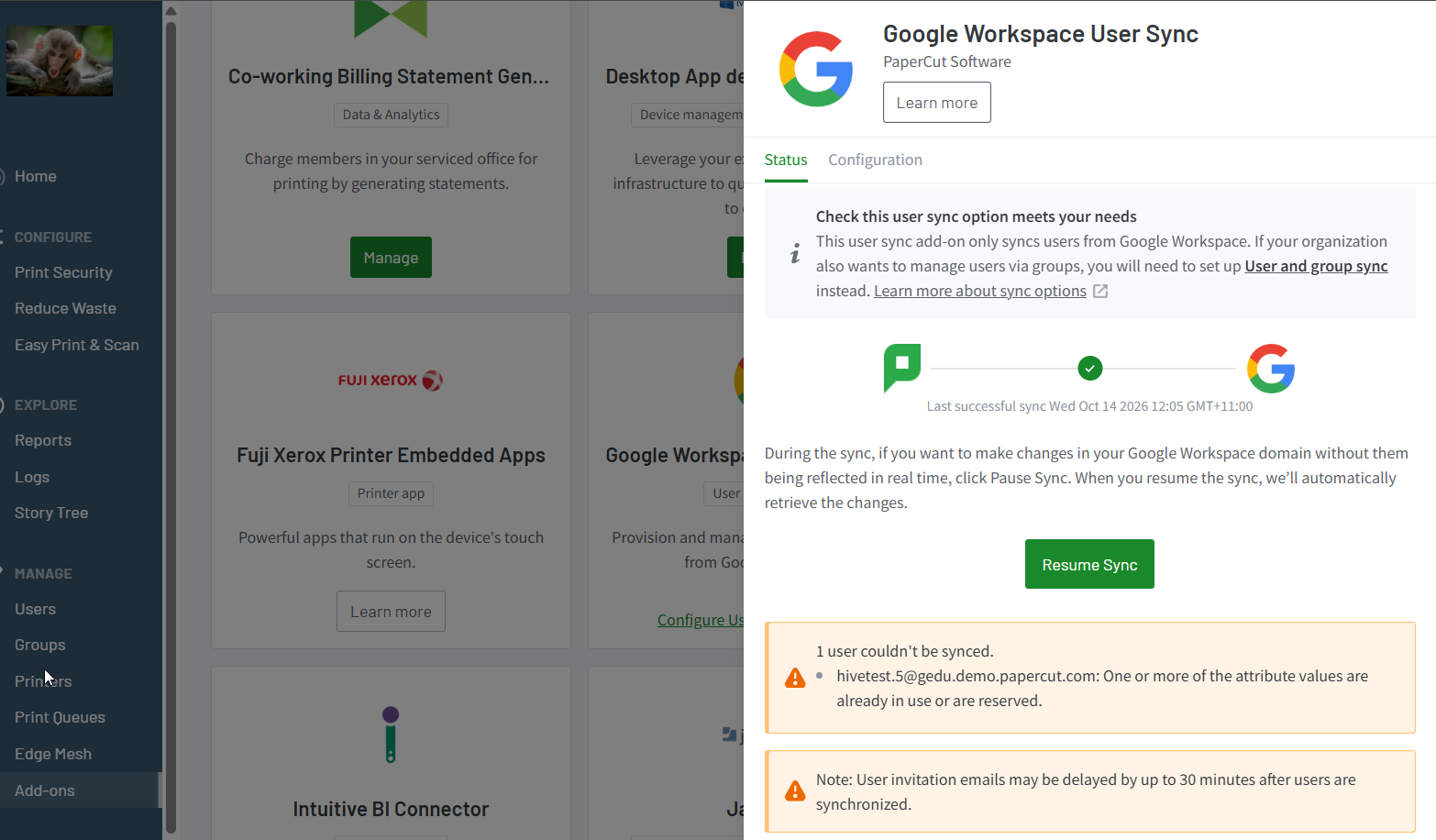 Google Workspace User Sync Error Google Workspace User Sync Error