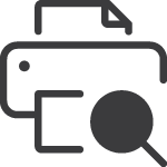 printer with magnifying glass