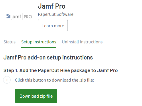Screenshot of location of ZIP file in the JAMF pro add-on