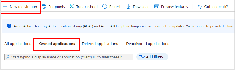 Owned applications tab Screenshot of the Owned applications tab