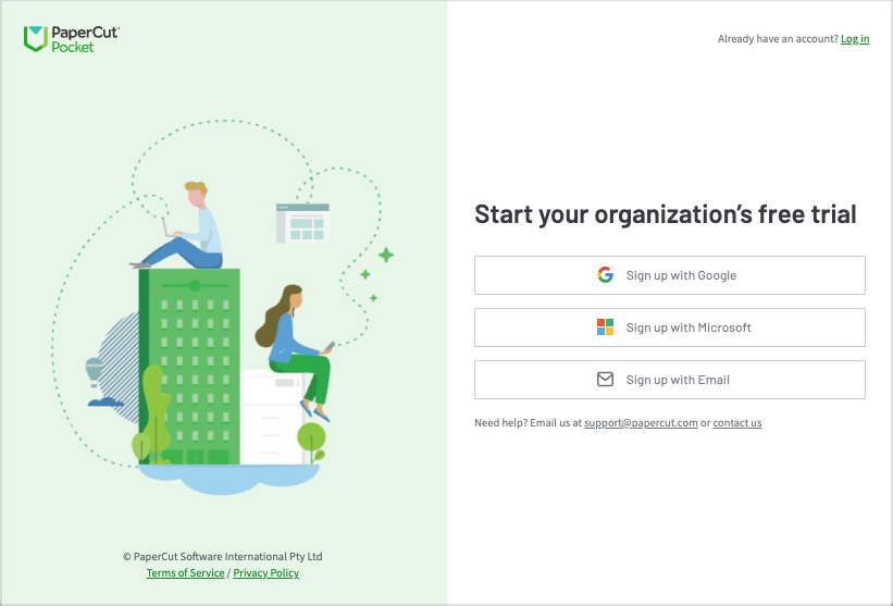 Screenshot of the Pocket "Start your organization&rsquo;s free trial" page.