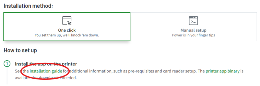 How to access the installation guide for the embedded app