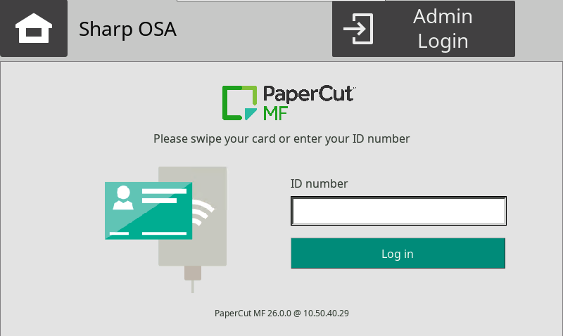 Login screen for Sharp OSA LE
