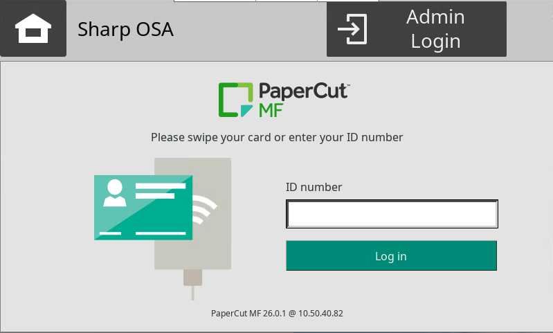 Login screen for Sharp OSA LE