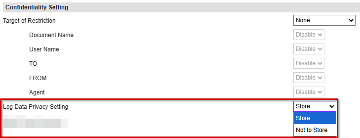 Toshiba Log Data Privacy Setting