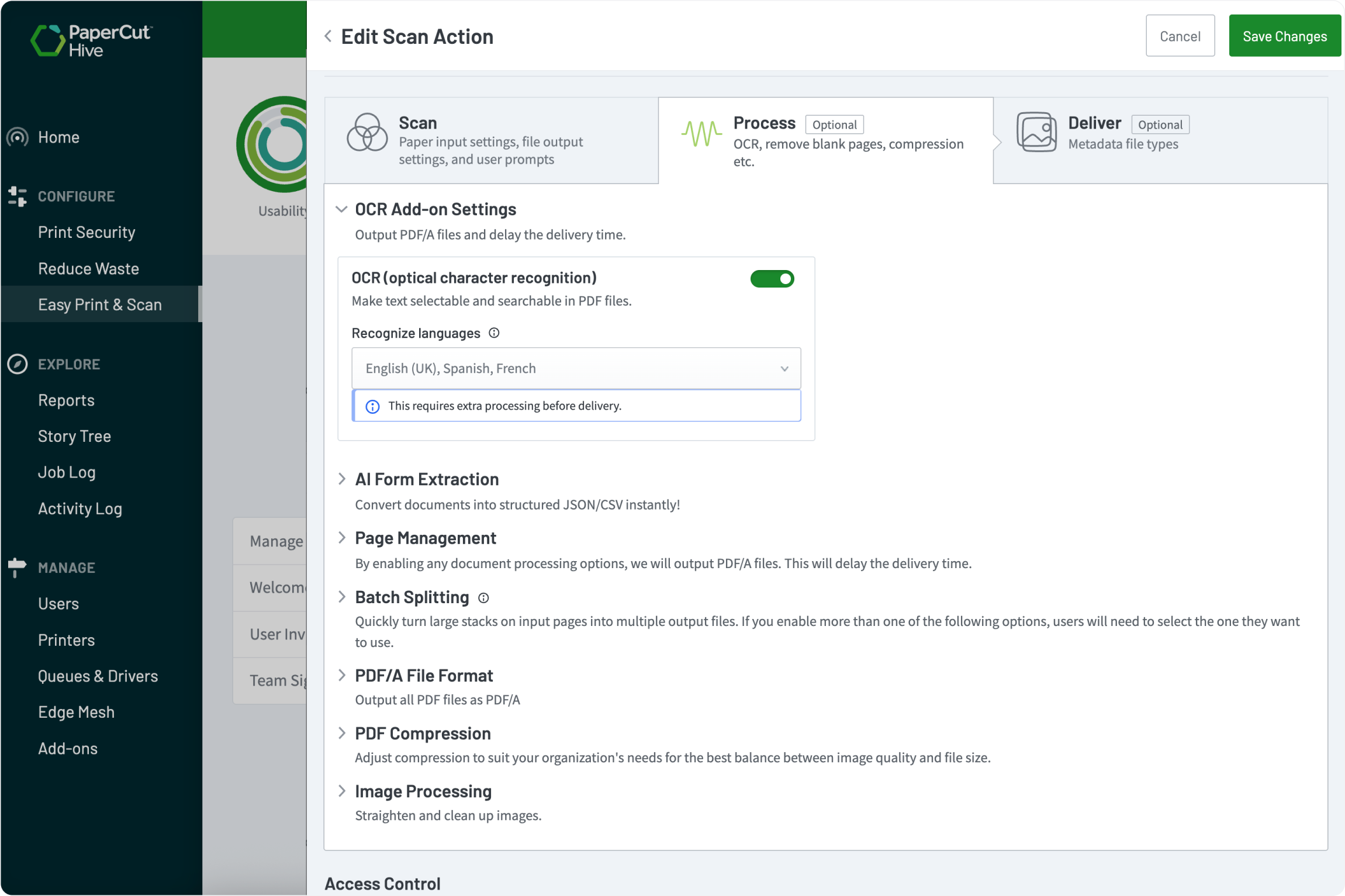 Make global changes for teh entire fleet from the PaperCut Hive interface.