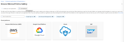 Microsoft Entra ID, Browse Microsoft Gallery page