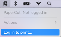 Screenshot of the PaperCut icon in the macOS menu bar