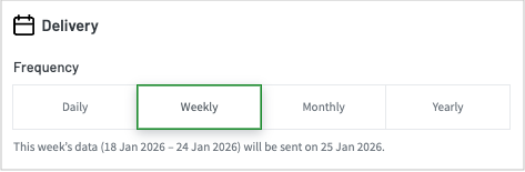 Screenshot showing the New schedule panel, Delivery frequency section