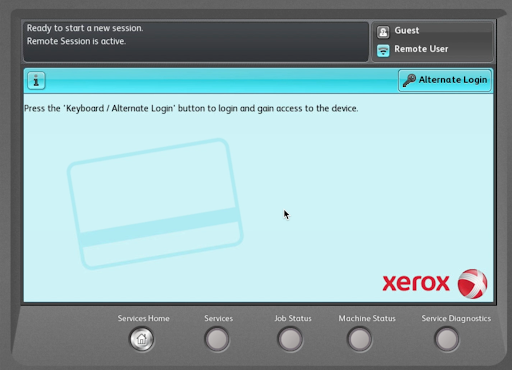 The Xerox login screen.