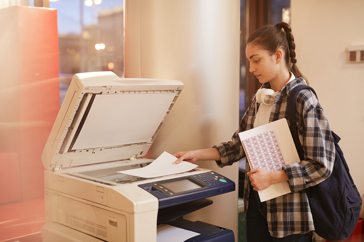 girl at printer
