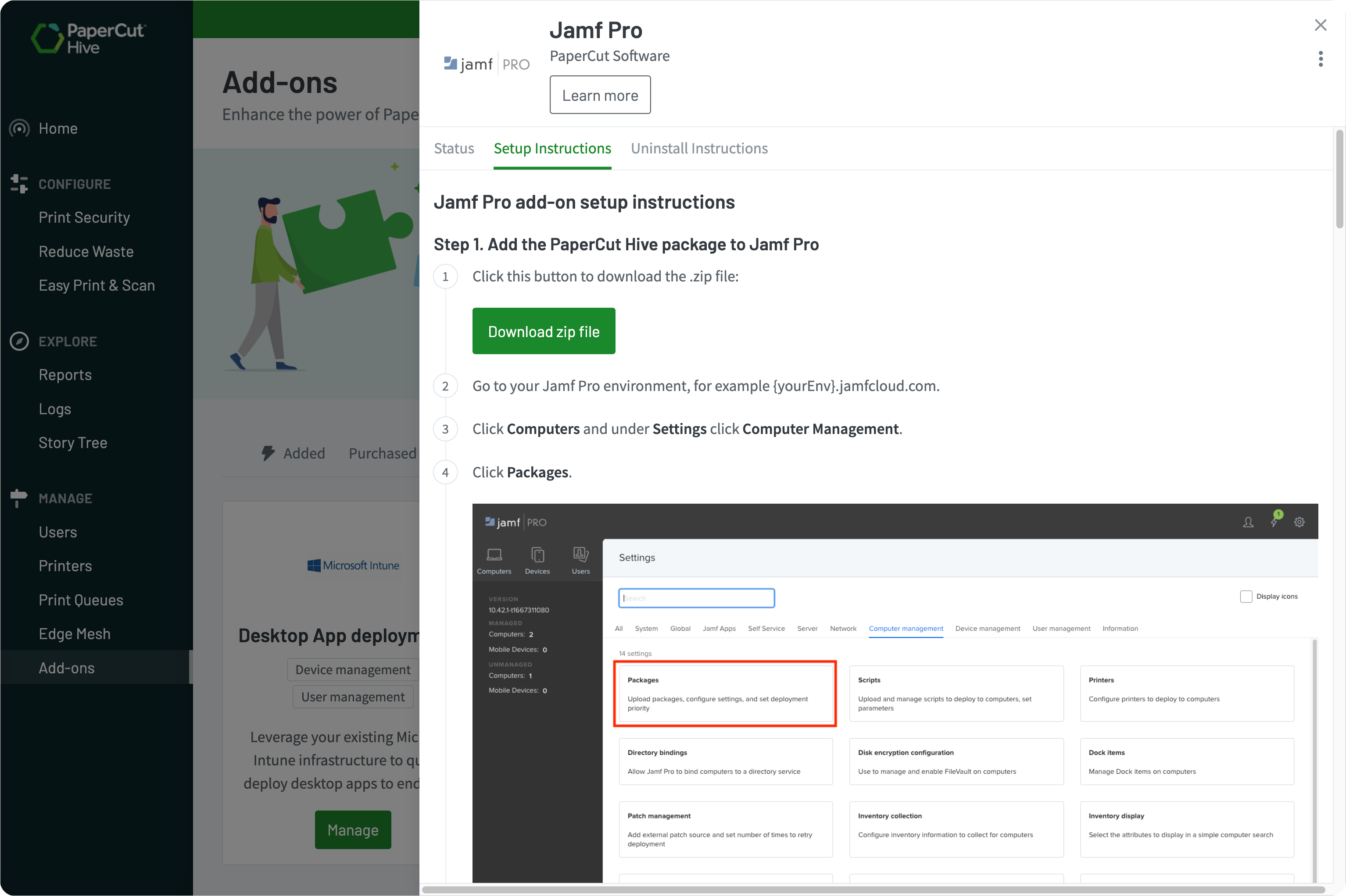 The PaperCut Hive admin console, showing the setting to automatically delete uncollected print jobs after a specified time.tting to automatically delete