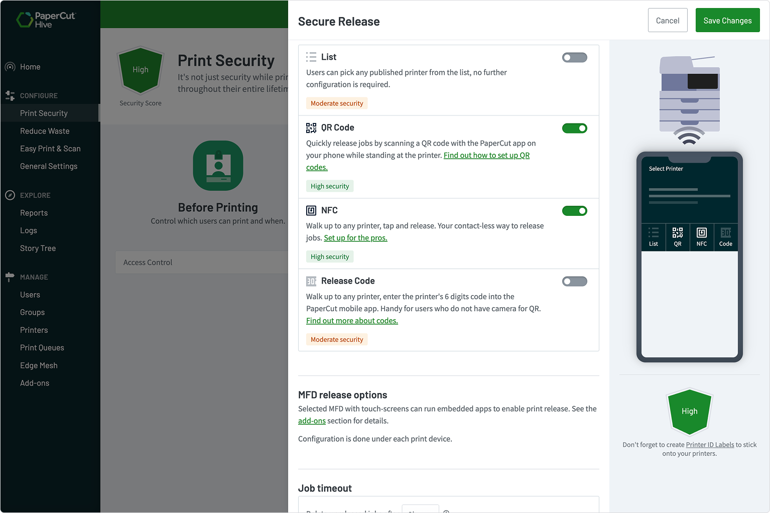 Protect your data by ensuring documents only hit the paper tray when the user is standing right there.