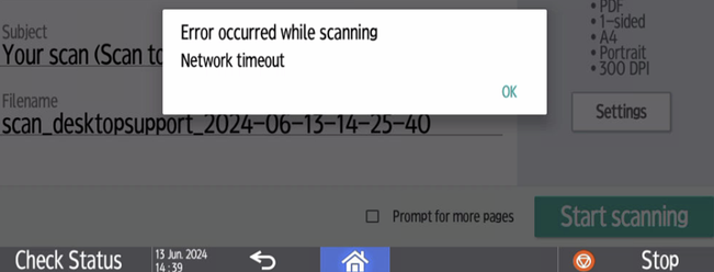 Ricoh Network Error