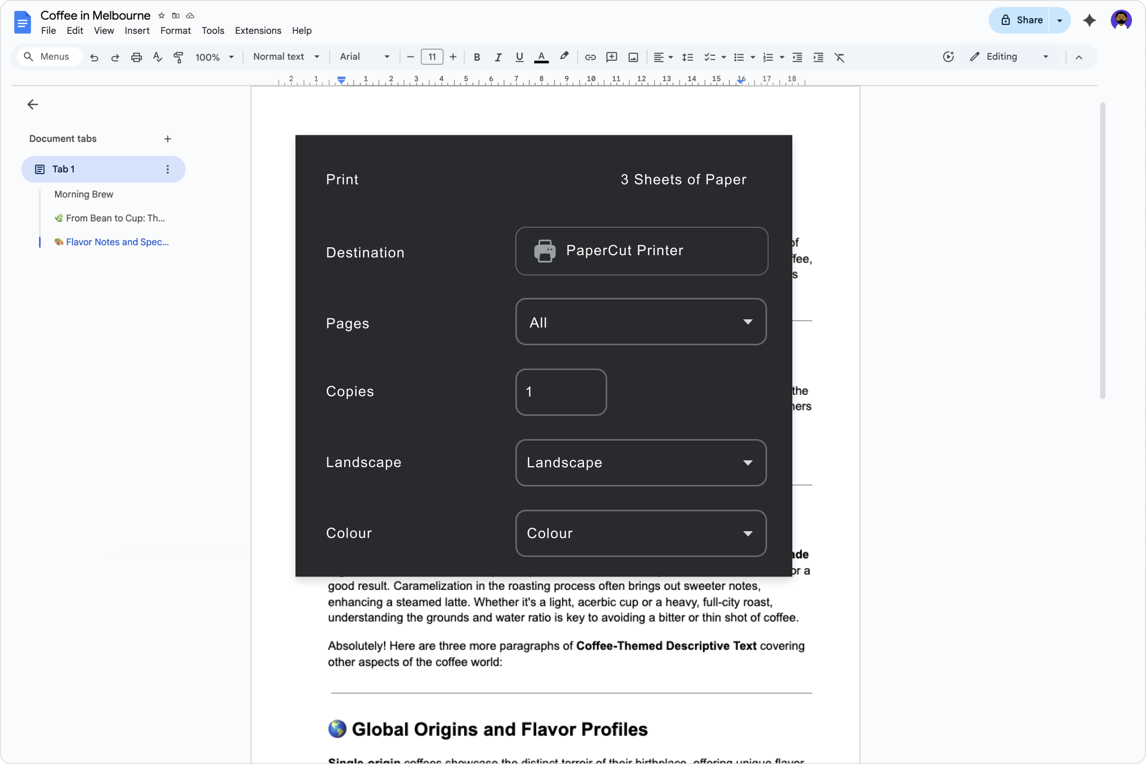 An image showing a native print dialog
