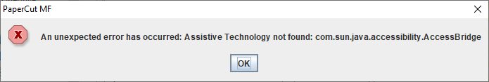 Assistive Technology Not Found Error Notification