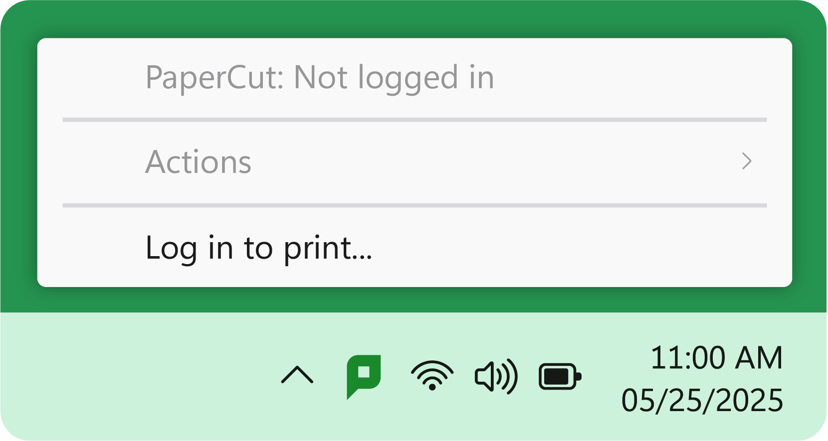 The system tray app on Windows