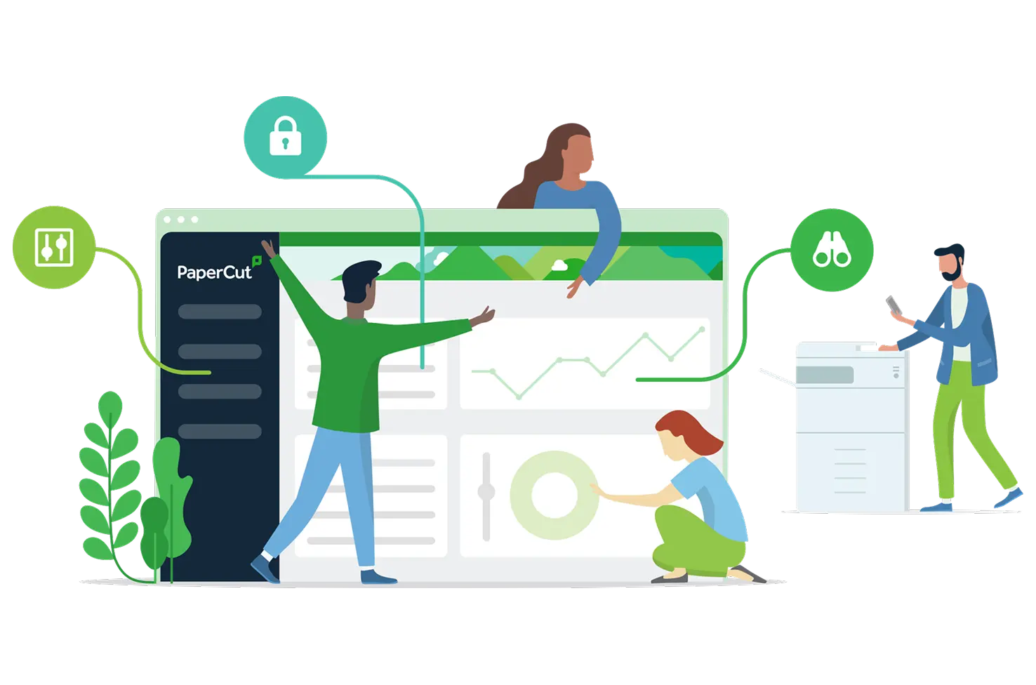 Printers, with printer uses for PaperCut