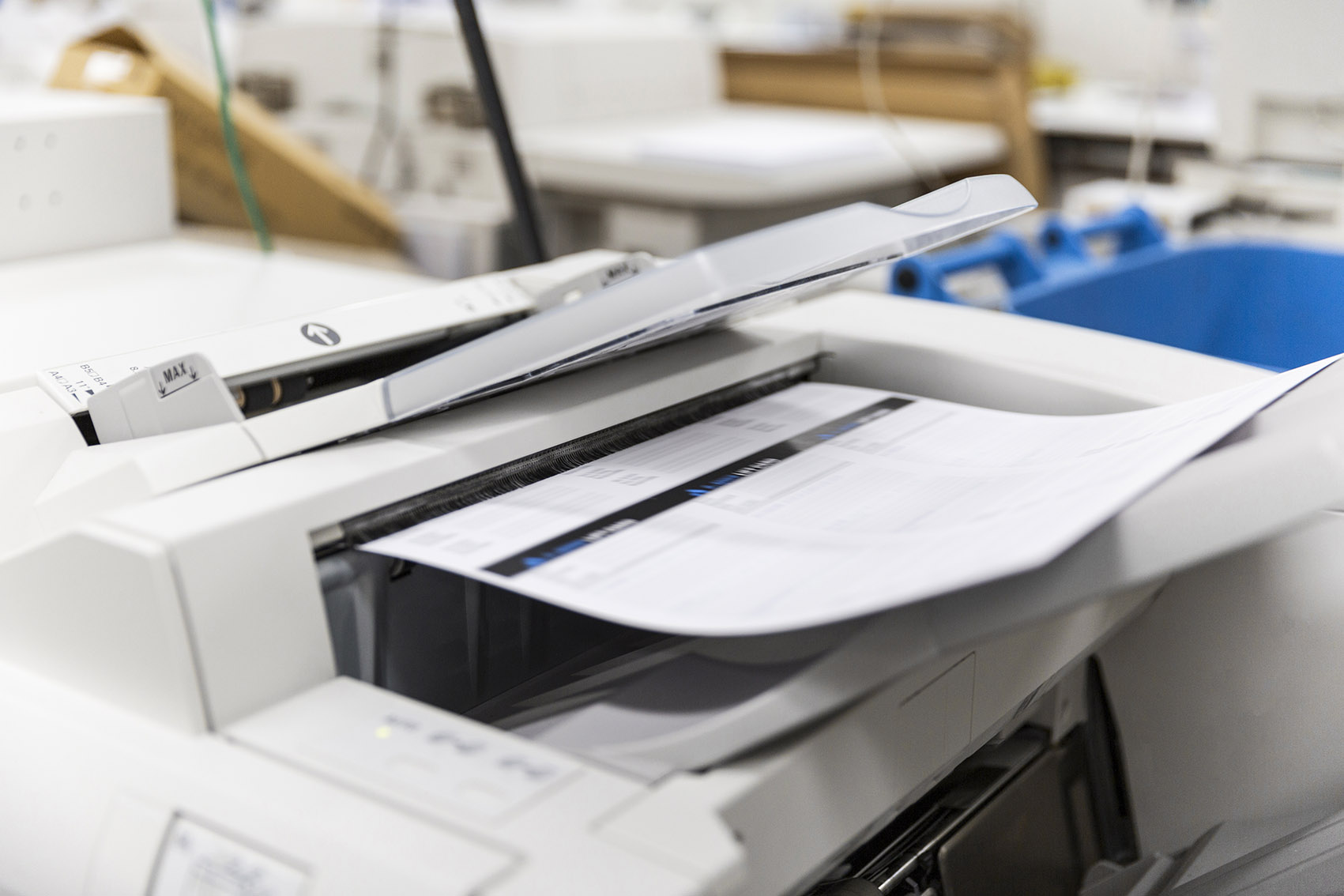 Printer with files in tray