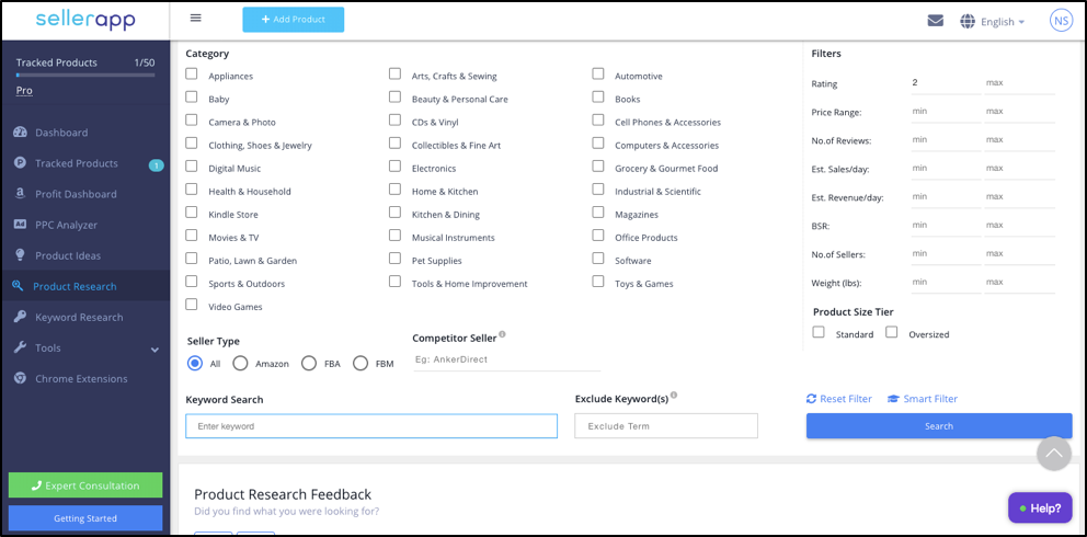 seller product research for amazon