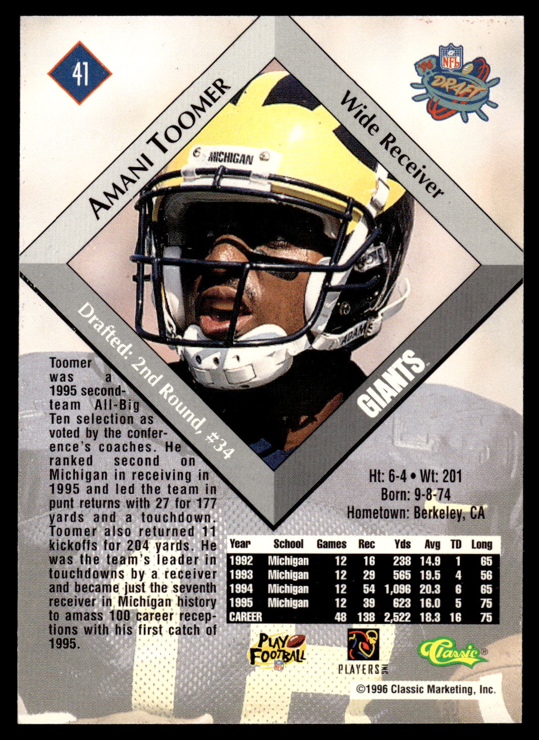 1996 Classic NFL Rookies Football Pick Your Card | eBay