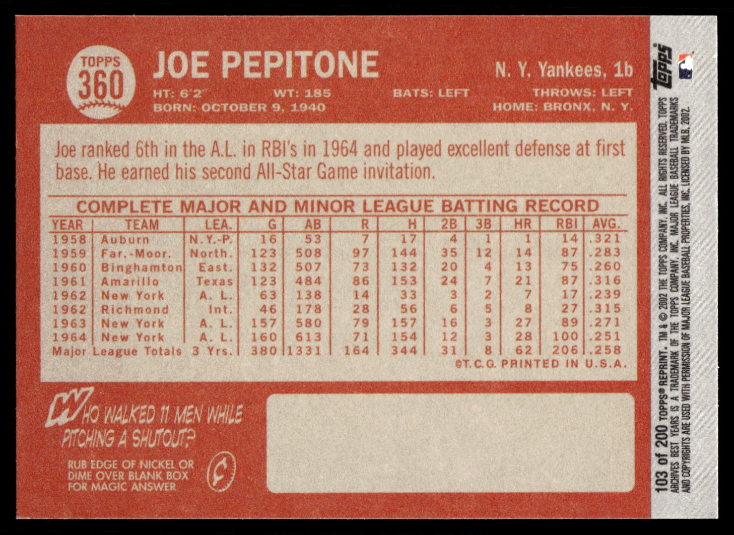 Topps Archives Baseball 2002 scegli la tua carta - Foto 36 di 56