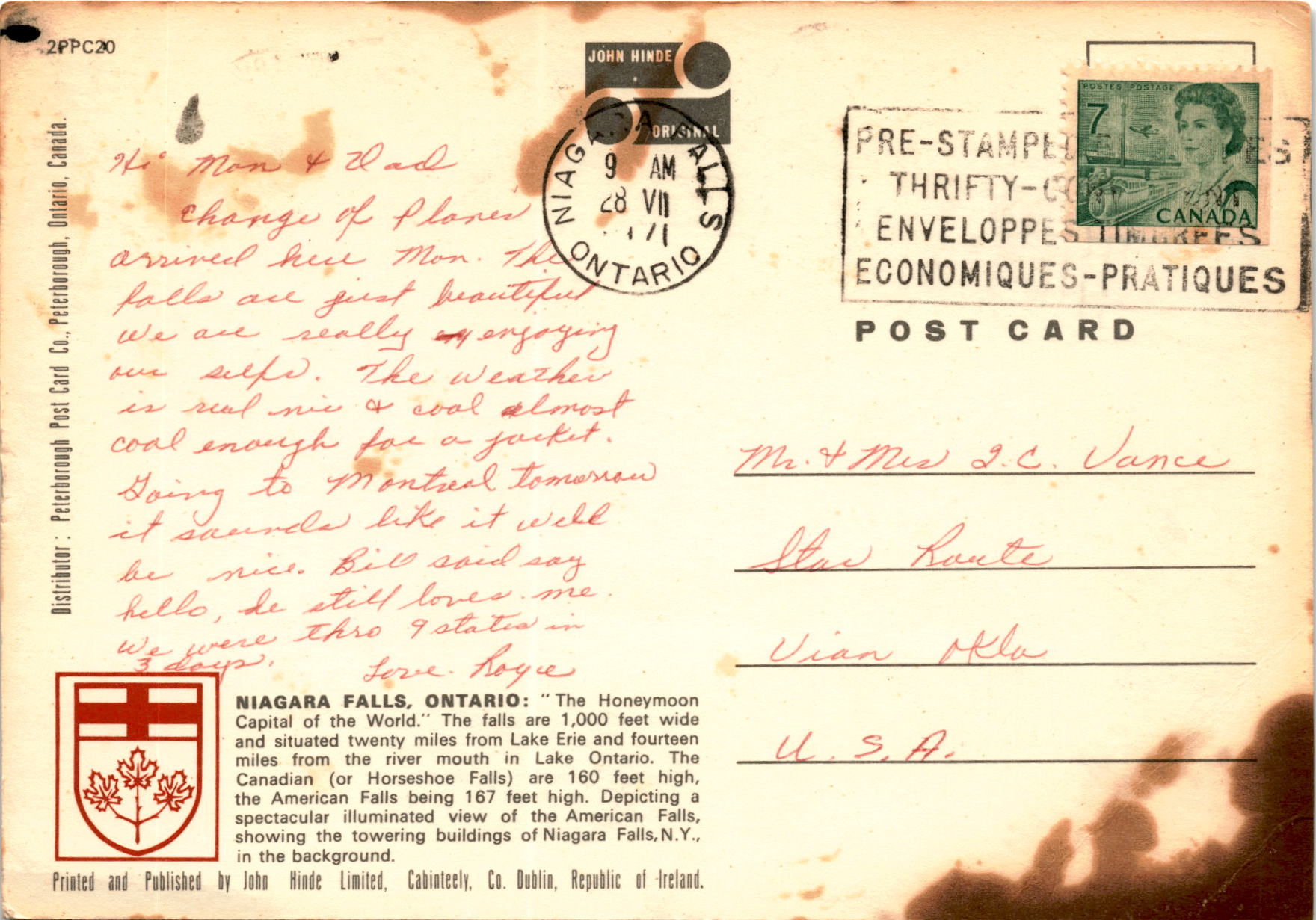 Back of Postcard